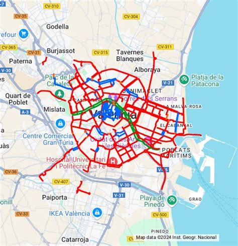 mapa carril bici valencia|Google Maps